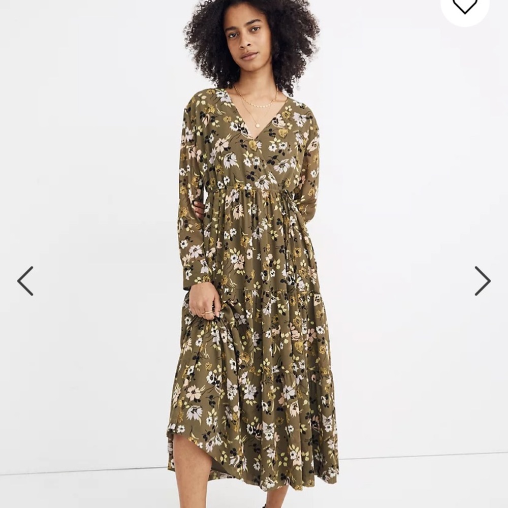 Madewell Cinch-Waist Tiered Midi Dress in Wildblooms